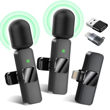 Calovebby 3 in1 Wireless Lavalier Microphones 2 Pack,Plug-Play Professional Noise Reduction Recordin...