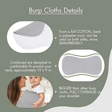 GLLQUEN BABY Burp Cloth Burping Towels Absorbent Soft Burping Rags for Newborns, Large Contoured Cotton Burp Cloths Unisex for Boys and Girls