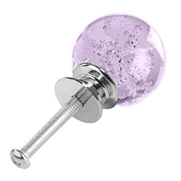 ANJUU 12 Pcs 30mm Round Shape Bubble Crystal Glass Cabinet Knobs with Screws Drawer Knob Pull Handle Used for Kitchen, Dresser, Door, Cupboard(Purple)