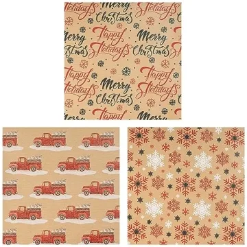 RUSPEPA Christmas Wrapping Paper Rolls Recyclable Kraft Design