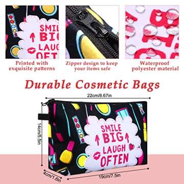 Sanwuta 12 Pieces Cosmetic Bags Makeup Bags Printed Roomy Toiletry Bag Waterproof Beauty Bag Organiz...