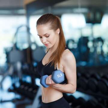 Fitvids 50LB Colored Neoprene Coated Dumbbell Set with Stand 5, 8, 12 lbs Pairs