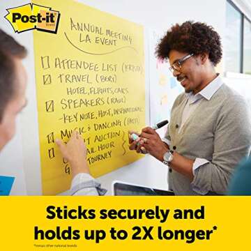 Post-it Super Sticky Easel Pad, 25 x 30 Inches, 25 Sheets/Pad, 3 Pads (559YW-3PK), Large Bright Yellow Premium Self Stick Flip Chart Paper, Super Sticking Power