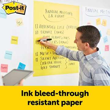 Post-it Super Sticky Easel Pad, 25 x 30 Inches, 25 Sheets/Pad, 3 Pads (559YW-3PK), Large Bright Yellow Premium Self Stick Flip Chart Paper, Super Sticking Power
