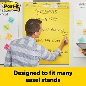 Post-it Super Sticky Easel Pad, 25 x 30 Inches, 25 Sheets/Pad, 3 Pads (559YW-3PK), Large Bright Yellow Premium Self Stick Flip Chart Paper, Super Sticking Power