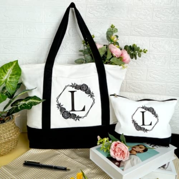 AUNOOL Monogram Tote Bags Unique Personalized Gifts