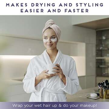 SimpleField 2 Pack Microfiber Hair Towel Wrap for Women, Anti Frizz Quick Drying Hair Turban for All Hair Style, Absorbent and Lightweight (Beige + Grey)