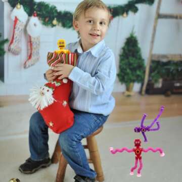 Anditoy 4 Pack Robot Suction Cup Pop Tubes Toys Sensory Toys for Kids Boys Girls Toddlers Christmas Stocking Stuffers Gifts