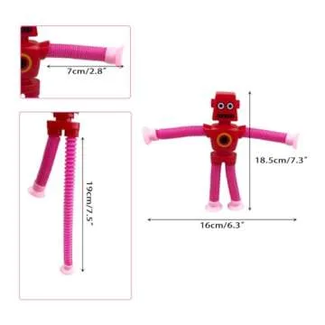 Anditoy 4 Pack Robot Suction Cup Pop Tubes Toys Sensory Toys for Kids Boys Girls Toddlers Christmas Stocking Stuffers Gifts