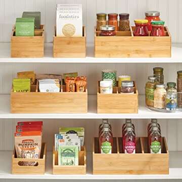 mDesign Natural Bamboo Storage Bin Box Set for Kitchen