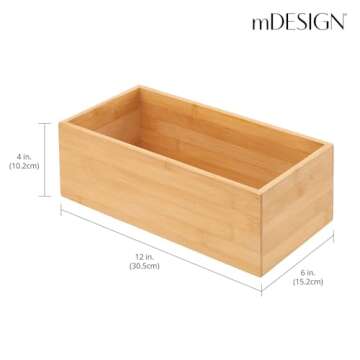 mDesign Natural Bamboo Storage Bin Box Set for Kitchen