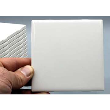 Creative Hobbies 12 Pack of Glossy White Glazed Ceramic Tiles for Alcohol Ink Painting, Decorating, Arts & Crafts, 4.25 x 4.25 Inch Square, Ready-to-Paint Ceramics