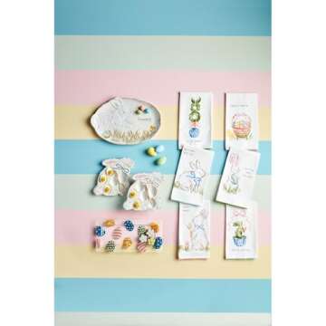 Mud Pie Glass Easter Egg 7 1/4" x 15" PLATTERS & TRAYS, White