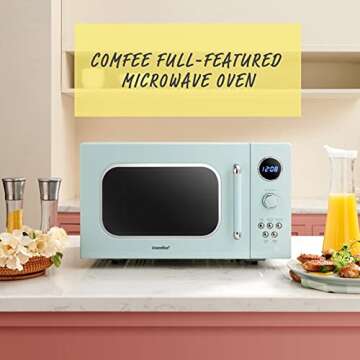 COMFEE' CM-M091AGN Retro Microwave with Multi-stage Cooking, 9 Preset Menus and Kitchen Timer, Mute ...