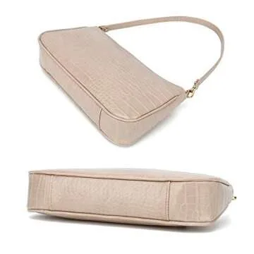 IXEBELLA Clutch Shoulder Bag Chic Retro Purse PU Leather Handbag for Women (Nude)