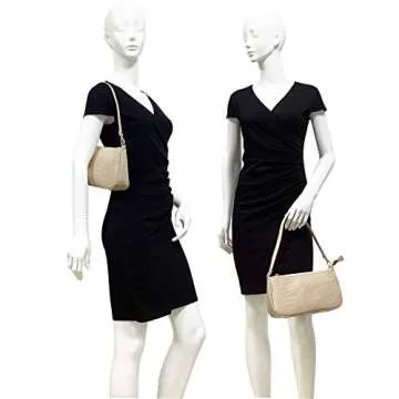 IXEBELLA Clutch Shoulder Bag Chic Retro Purse PU Leather Handbag for Women (Nude)