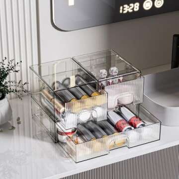 ZHIAI 3 Pack Clear Stackable Cosmetic Organizer with Acrylic Drawers for Cosmetics and Small Items for Dresser, Vanity, Kitchen Cabinet, Pantry, Home Organization and Storage
