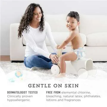 Amazon Brand - Mama Bear Plush Protection Diapers - Size 2, 46 Count, Hypoallergenic Premium Disposable Baby Diapers, White and Cloud Dreams