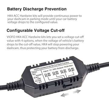VIOFO HK4 Acc Hardwire Kit, USB-C Hard Wire Kit for A329/A229Plus/A229Pro/A119Mini2/A139Pro/WM1/T130 Dash Cam, Low Voltage Protection for Parking Mode