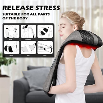 Blue Elf Shiatsu Neck Back Massager with Heat for Pain Relief