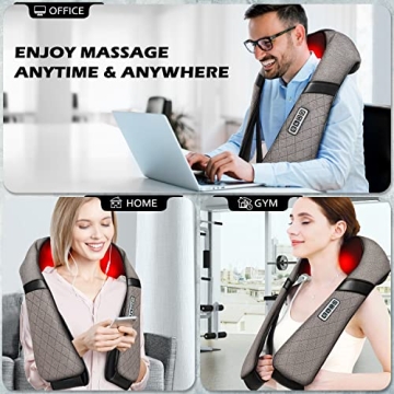 Blue Elf Shiatsu Neck Back Massager with Heat for Pain Relief
