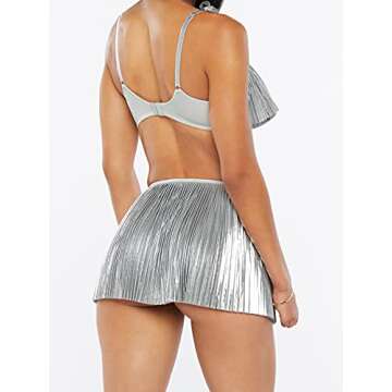 Savage X Fenty Metallic Pleated Lamé Mini Skirt