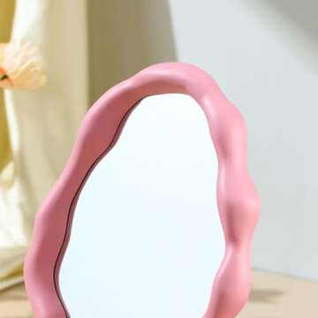 JDPEYI Polymorph Pattern Irregular Cloud Wall Mirror,Tabletop Vanity Mirror- Perfect for Room Decorative, Jewelry Storage and Desk Countertop Dressing Makeup Mirror (Pink, Cloud)