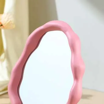 JDPEYI Polymorph Pattern Irregular Cloud Wall Mirror,Tabletop Vanity Mirror- Perfect for Room Decorative, Jewelry Storage and Desk Countertop Dressing Makeup Mirror (Pink, Cloud)