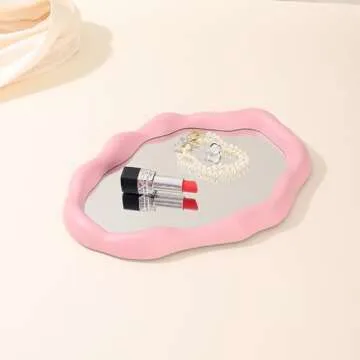 JDPEYI Polymorph Pattern Irregular Cloud Wall Mirror,Tabletop Vanity Mirror- Perfect for Room Decorative, Jewelry Storage and Desk Countertop Dressing Makeup Mirror (Pink, Cloud)