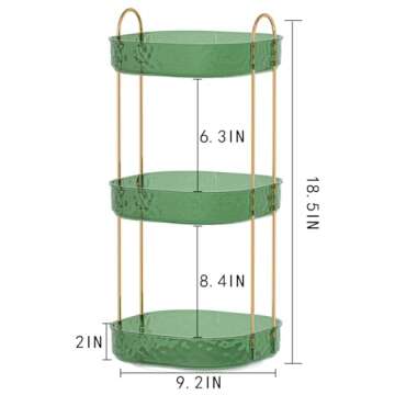 ZHIAI Rotating Makeup Organizer for Vanity, Perfume Organizer Large Bathroom Organizers and Storage, Skincare Organizers Lipstick Toiletry Spinning Holder Countertop 360 Spinning 3 Tier Green