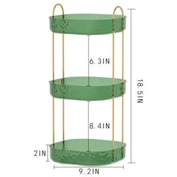 ZHIAI Rotating Makeup Organizer for Vanity, Perfume Organizer Large Bathroom Organizers and Storage, Skincare Organizers Lipstick Toiletry Spinning Holder Countertop 360 Spinning 3 Tier Green