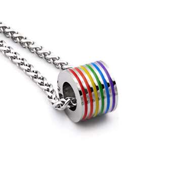 Warvik Pride Necklace LGBT Gay Pendant Lesbian Silver Color, Stainless Steel Jewelry Mens Womens Wheat Chain 20/28inch