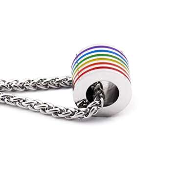 Warvik Pride Necklace LGBT Gay Pendant Lesbian Silver Color, Stainless Steel Jewelry Mens Womens Wheat Chain 20/28inch
