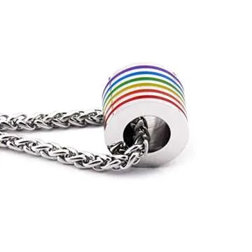 Warvik Pride Necklace LGBT Gay Pendant Lesbian Silver Color, Stainless Steel Jewelry Mens Womens Wheat Chain 20/28inch