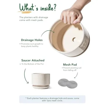 LE TAUCI Ceramic Plant Pots Set with Drainage - Unique Design