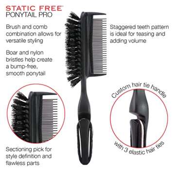Cricket Static Free Ponytail Brush – Smoothing & Teasing Tool