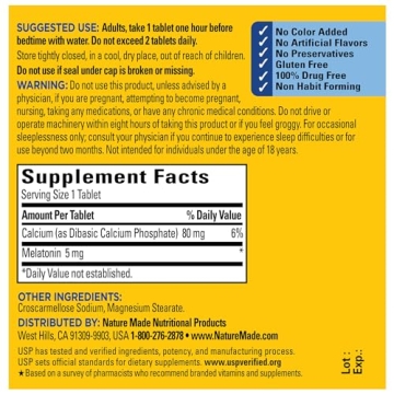 Nature Made Melatonin 5mg Drug-Free Sleep Aid 90 Tablets