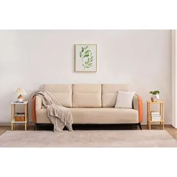 Apicizon 2 Tier End Table, Boho Side Table with Storage Shelf, Nightstand Bedside Table for Small Spaces, Bedroom, Living Room, Entryway, Farmhouse, Easy Assembly, Natural