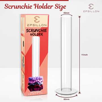 EPSILLON Scrunchie Holder and Hair Accessories Organizer – Perfect Hair Tie for Teen , VSCO Girls Gift Stuff - 11 Inches Clear Acrylic Scrunchie Stand