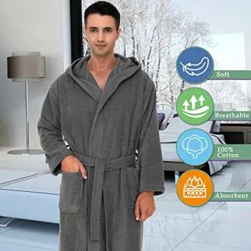 Soft, Absorbent Hooded Bathrobe for Men - TowelSelections