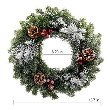 Cllayees 16" Christmas Wreath with 20 LED Lights