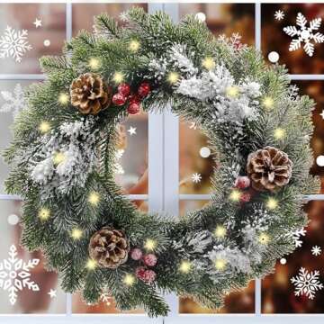 Cllayees 16" Christmas Wreath with 20 LED Lights