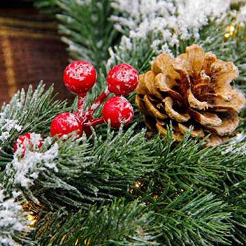 Cllayees 16" Christmas Wreath with 20 LED Lights