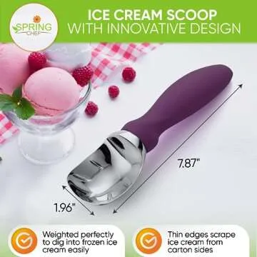Spring Chef Ice Cream Scoop with Soft Grip Handle, Professional Heavy Duty Sturdy Scooper, Premium K...