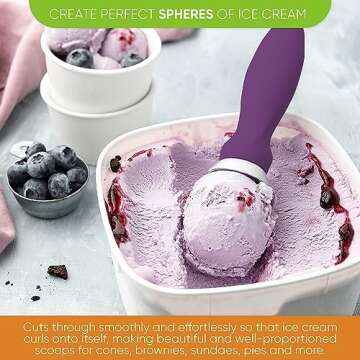 Spring Chef Ice Cream Scoop with Soft Grip Handle, Professional Heavy Duty Sturdy Scooper, Premium Kitchen Tool for Cookie Dough, Gelato, Sorbet, Purple