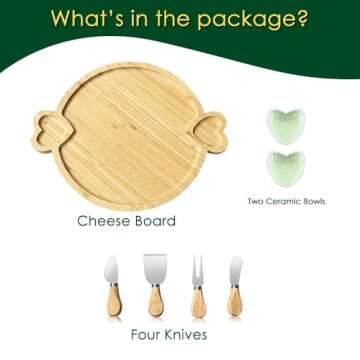 Hongsane Charcuterie Boards Gift Set,Cute Bamboo Cheese Board, Large Round Charcuterie Board,House W...