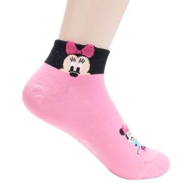 socksense Cartoon Character Series Women and teen girls Licensed Socks Collection (Cotton Blend, Face_5pairs)