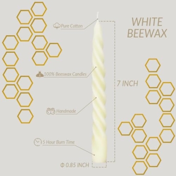 Elegant Beeswax Taper Candles Set of 4 - Dripless 7" Candles