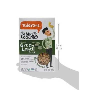 Tolerant Organic Gluten Free Green Lentil Pasta - 21g Protein