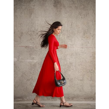 OQQ Women's Long Sleeve Maxi Dress - Elegant & Comfortable